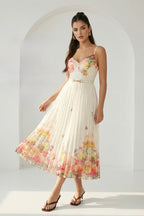 Blossom Grace Pleated Midi Dress
