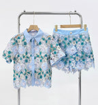 Blue Blossom Lace Two-Piece Set