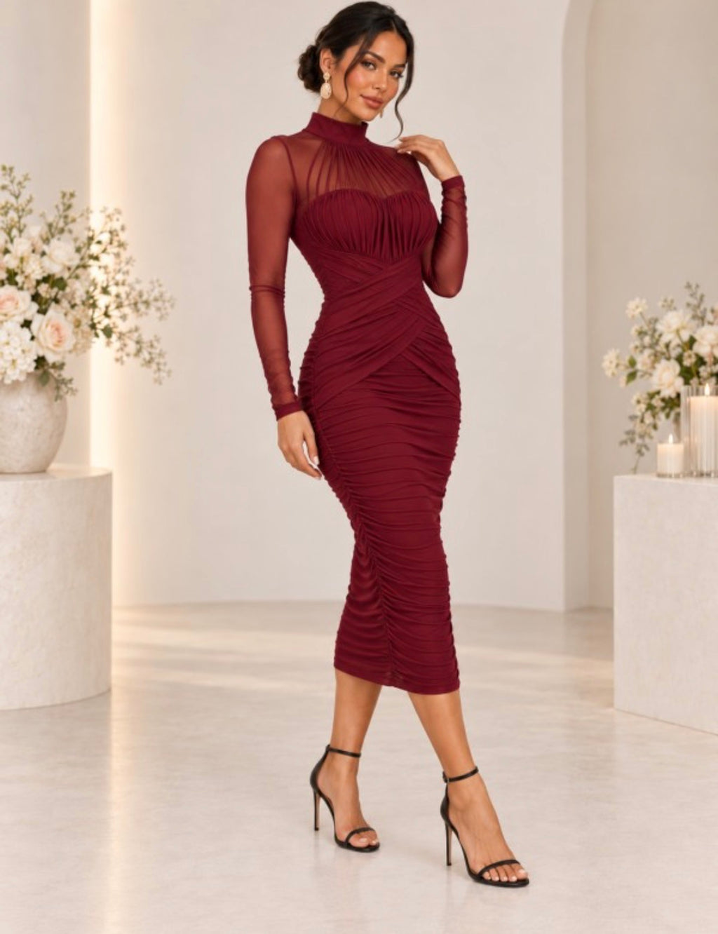 THE SILHOUETTE BURGUNDY DRESS