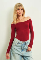OFF SHOULDER BURGUNDY BODYSUIT
