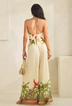 HALTER NECK TOP WITH WIDE PANTS SET