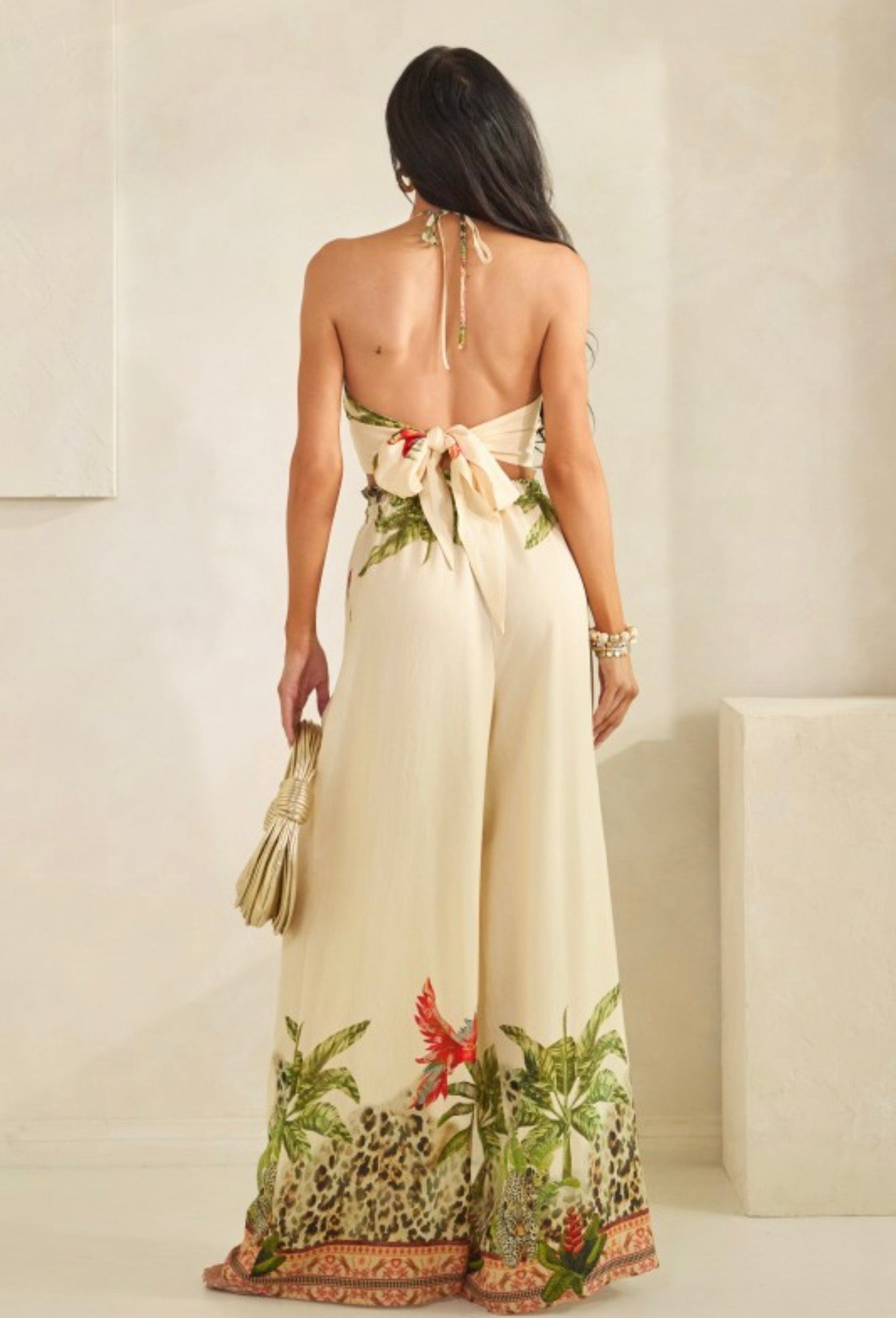 HALTER NECK TOP WITH WIDE PANTS SET