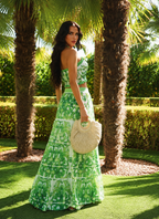 SHIRRED TUBE TOP W/ MATCHING TIERED MAXI SKIRT SET
