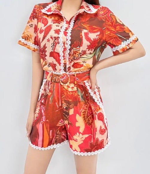 Red Multi-Print Two-Piece Set