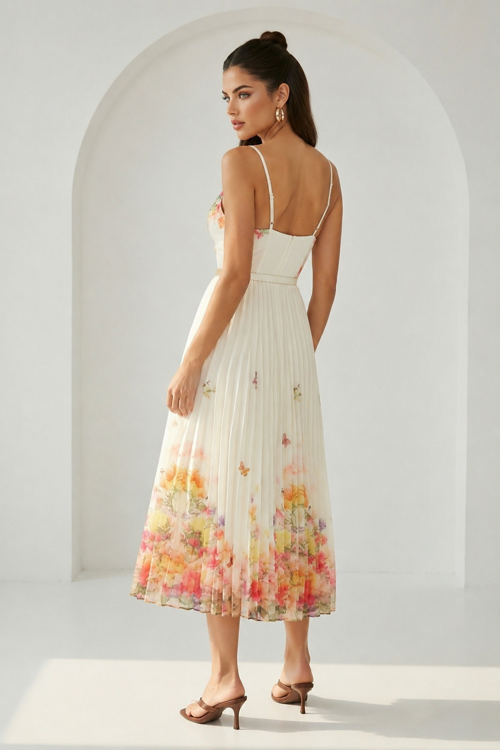 Blossom Grace Pleated Midi Dress