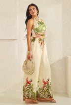HALTER NECK TOP WITH WIDE PANTS SET
