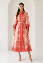 LONG SLEEVE BELTED DRESS