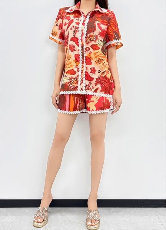 Red Multi-Print Two-Piece Set