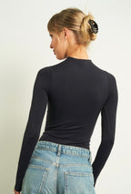 BLACK LONG SLEEVE MOCK NECK BODYSUIT