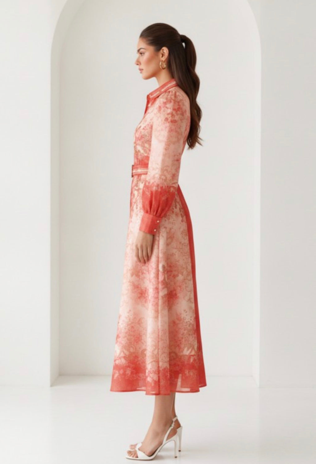 LONG SLEEVE BELTED DRESS