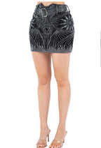PATTERNED RHINESTON MINI SKIRTS