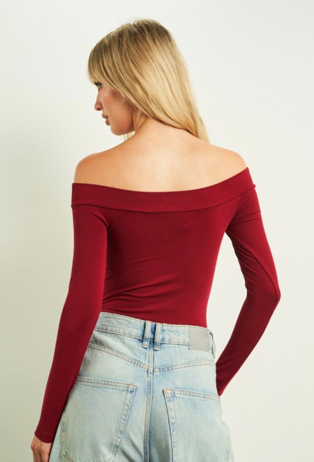 OFF SHOULDER BURGUNDY BODYSUIT