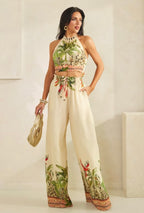 HALTER NECK TOP WITH WIDE PANTS SET