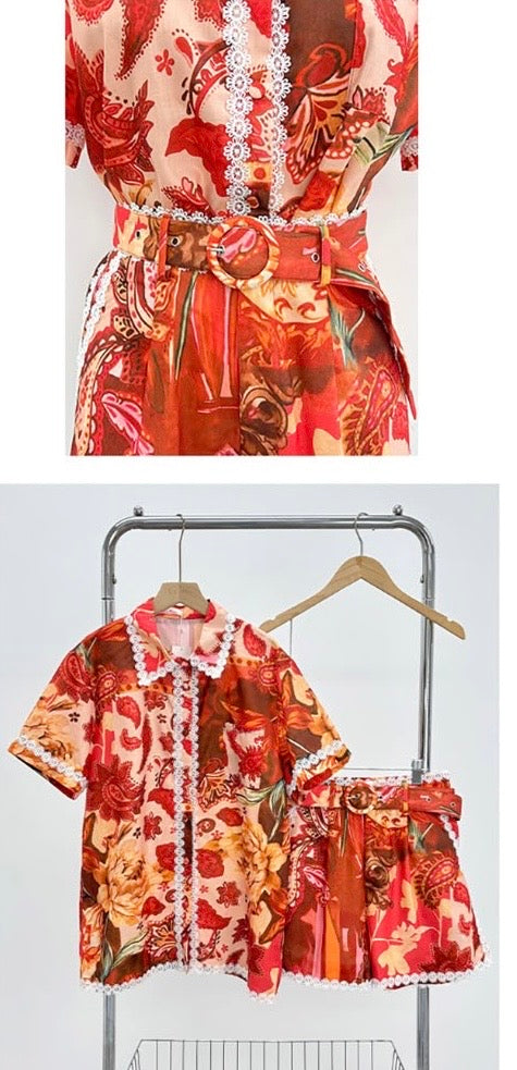 Red Multi-Print Two-Piece Set