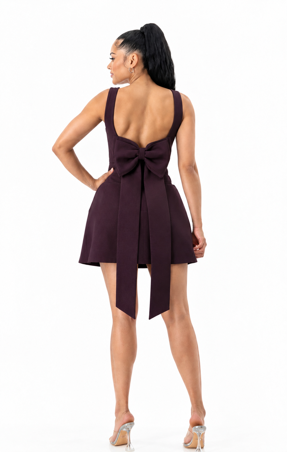 CHOCOLATE BANDAGE EMBELLISHED MINI DRESS