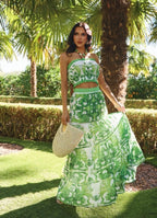 SHIRRED TUBE TOP W/ MATCHING TIERED MAXI SKIRT SET