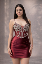 Red Satin Mini Dress