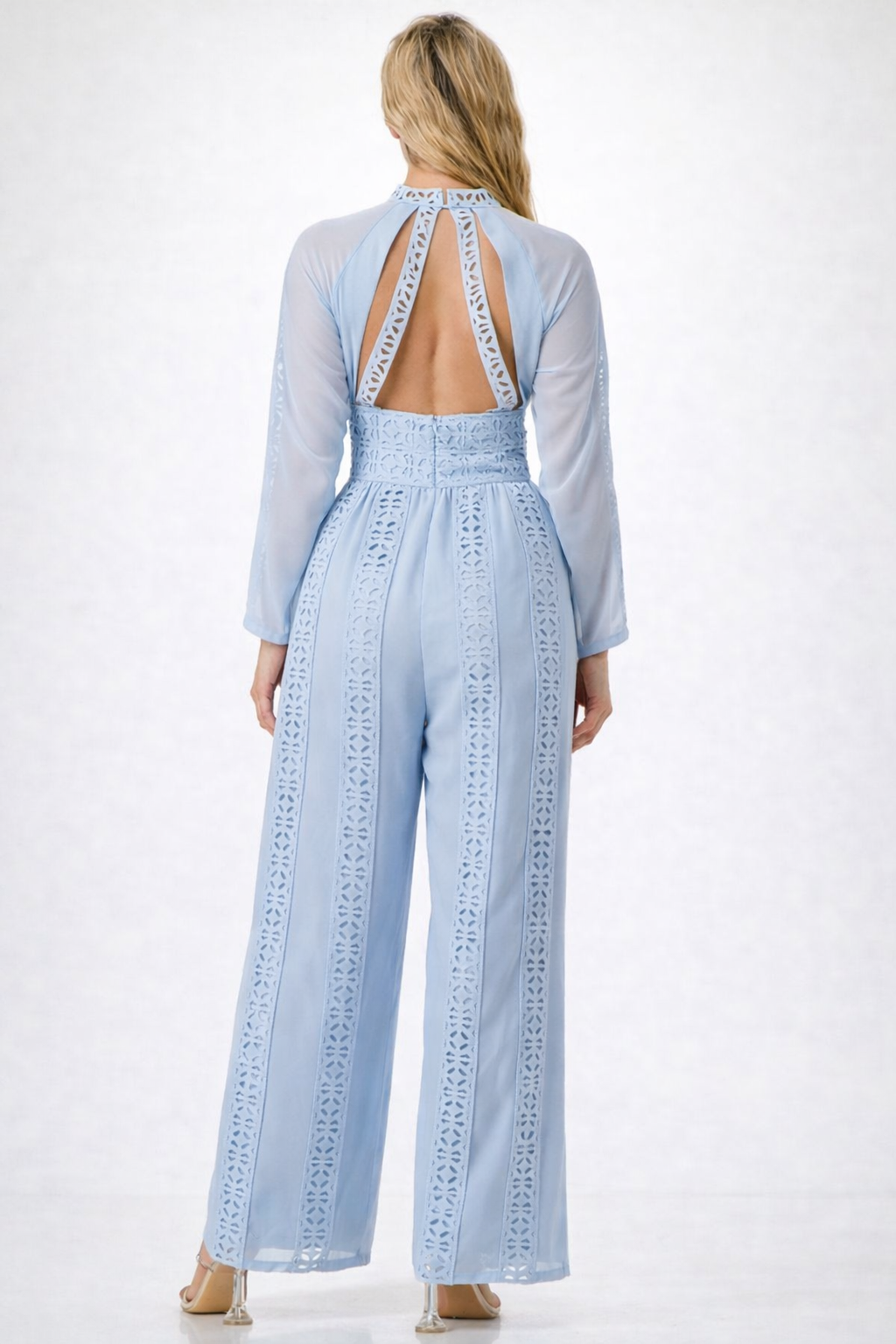 Elegant Sky Blue Lace Jumpsuit