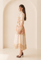 PRINTED LONG -SLEEVED MIDI DRESS