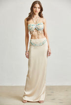 TURQUOISE PEARL SHELL MAXI 2PC SKIRT SET