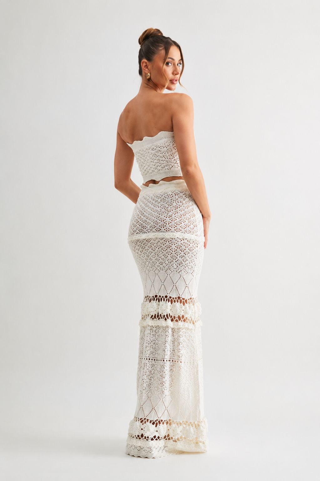 SANTORINI BLOOM CROCHET KNIT MAXI SET