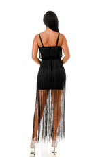 MINI BANDAGE DRESS WITH FRINGE DETAIL