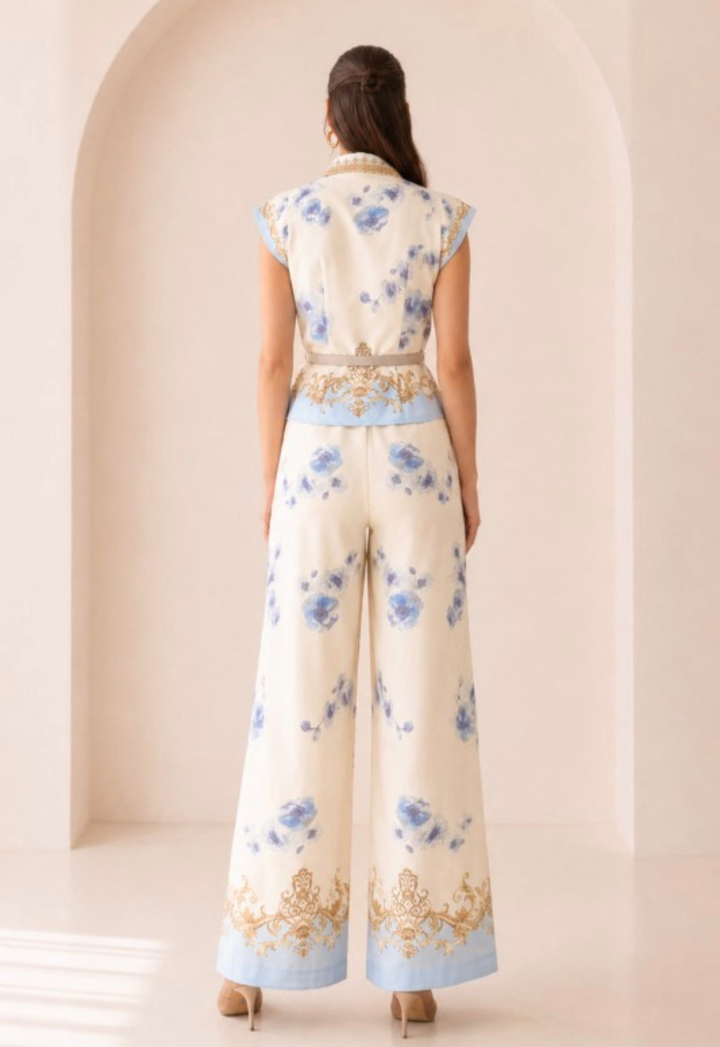 MATCHING SET - BUTTONDOWN TOP WITH WIDE LEG PANTS