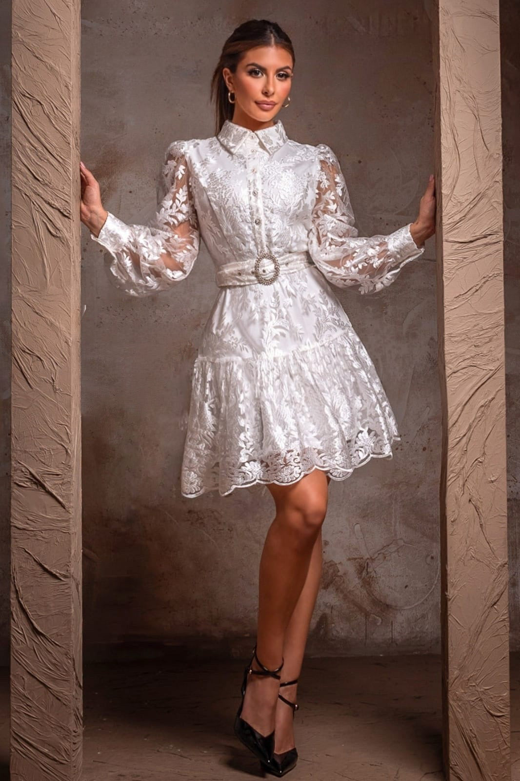 Elegant Mini Dress With Belt