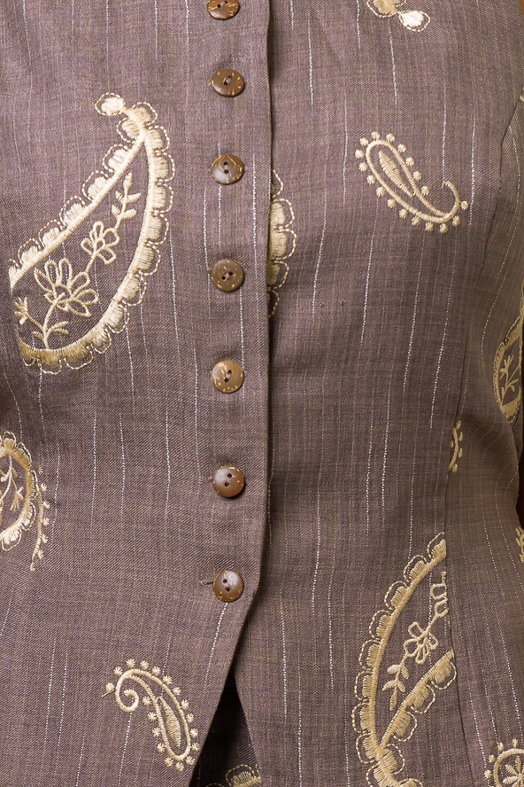 Embroidered Vest And Pan Set