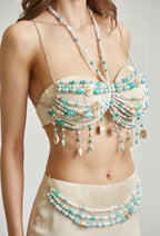 TURQUOISE PEARL SHELL MAXI 2PC SKIRT SET