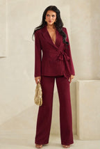 BLAZER SET WITH SATIN TIED WAIST