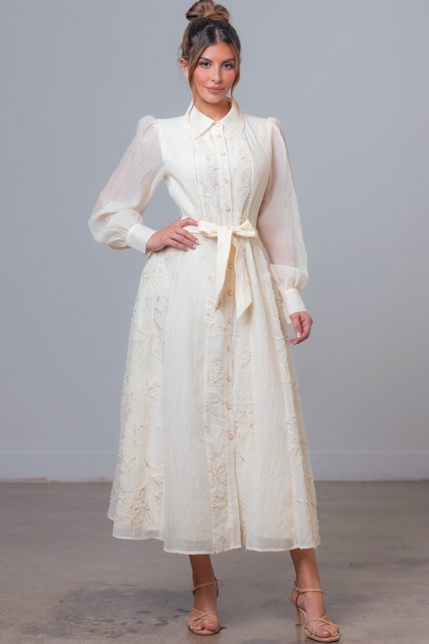 Texture Embroidered Maxi Dress