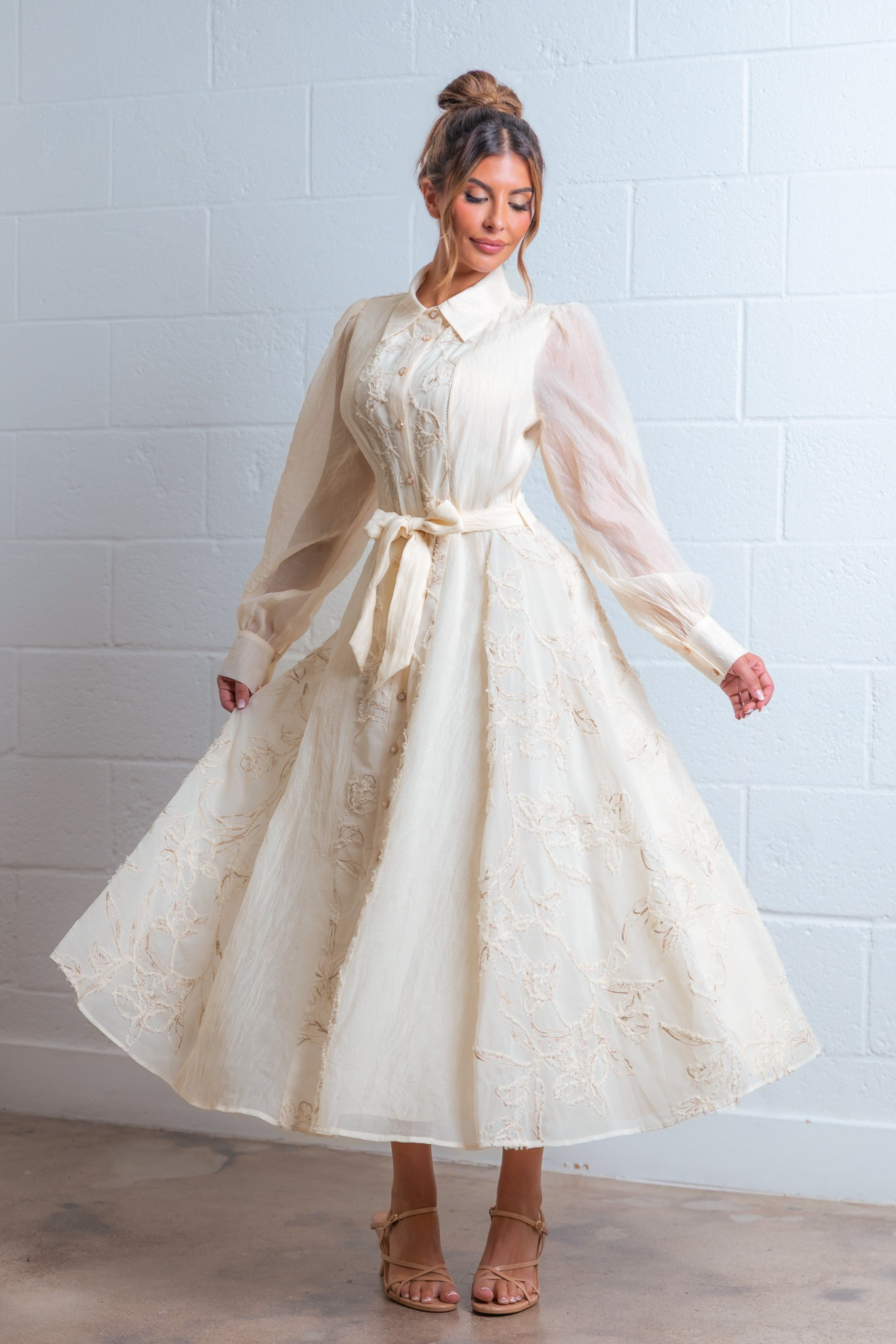 Texture Embroidered Maxi Dress