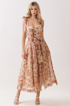 Floral Tie Strap Midi Dress