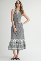 Gingham Button Midi Dress