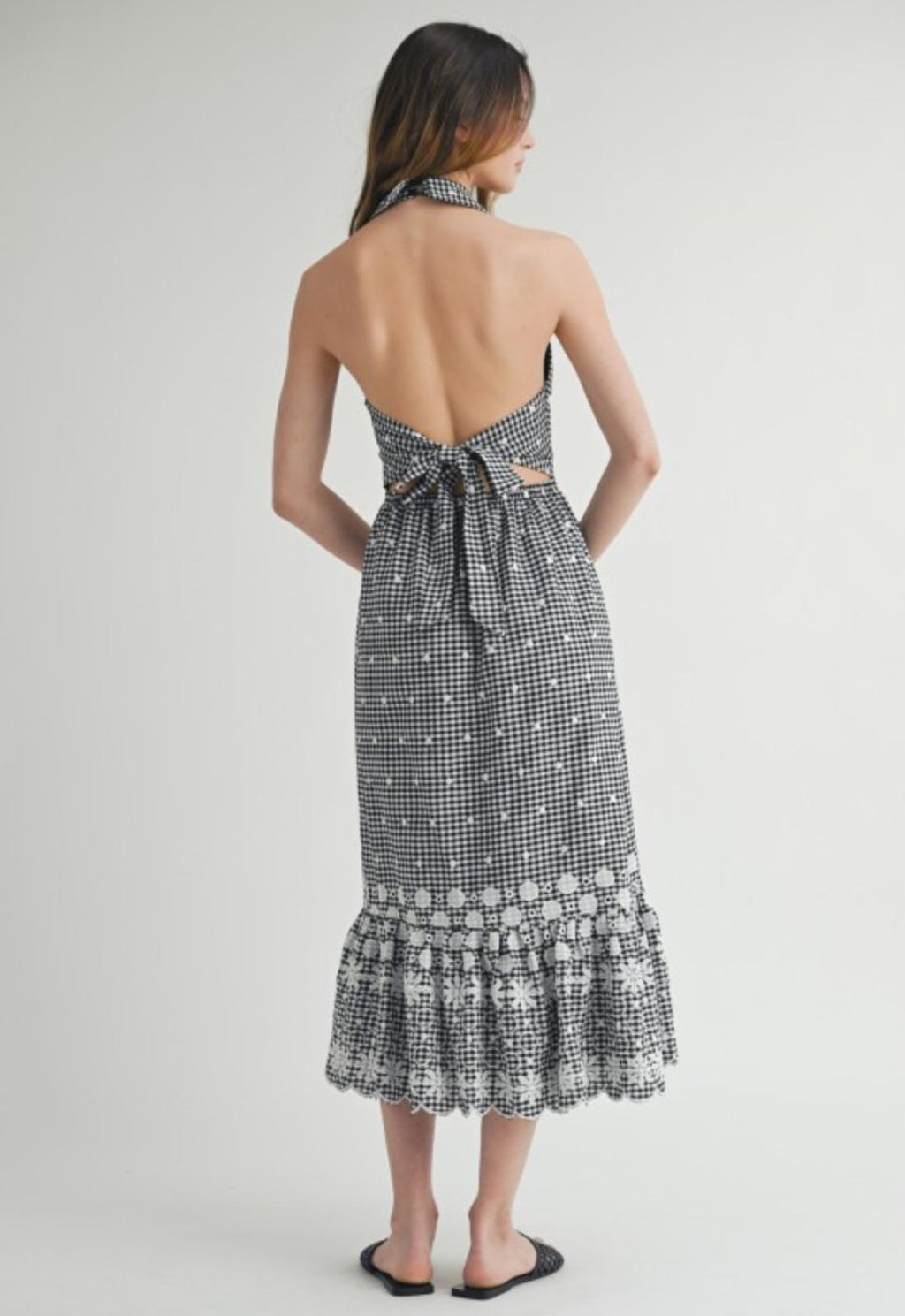 Gingham Button Midi Dress