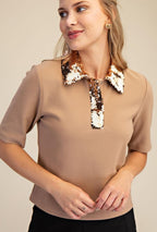 Glam Sequin Collar Top