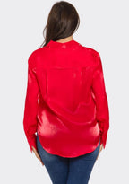 Red Satin Shirt Blouse