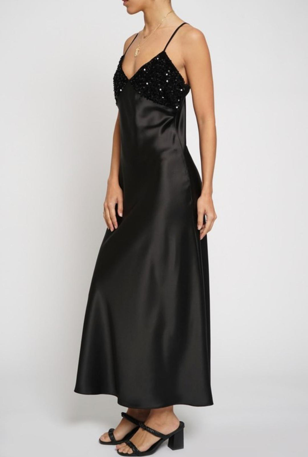 Black Satin Evening Dress