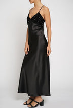 Black Satin Evening Dress