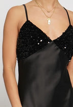 Black Satin Evening Dress