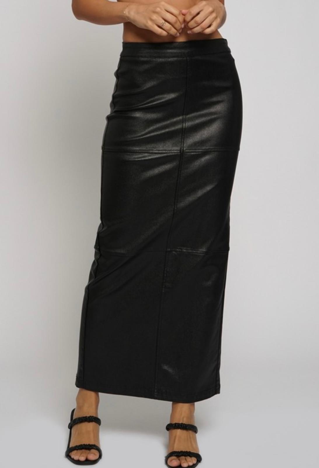 Black Faux Leather Maxi Skirt
