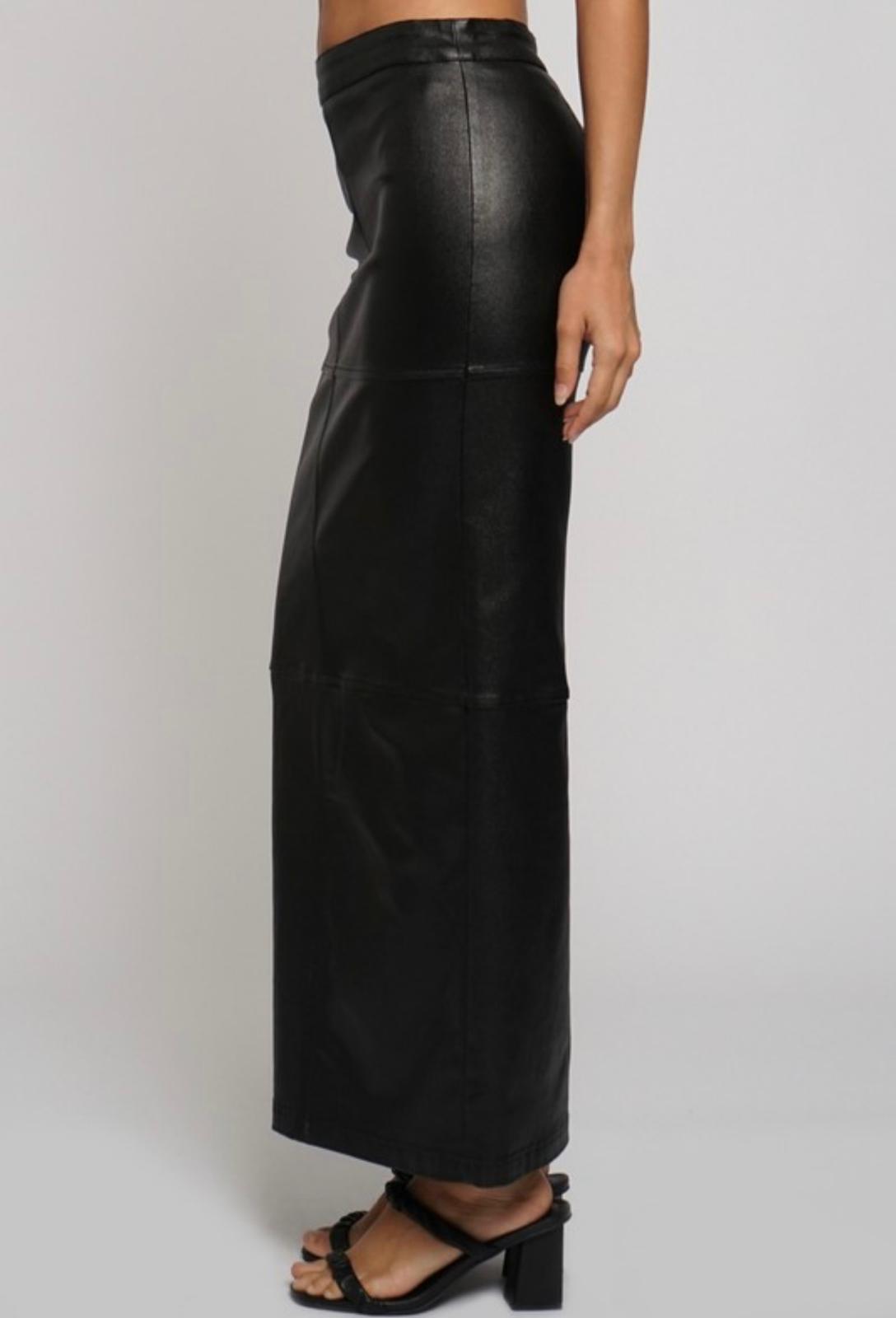 Black Faux Leather Maxi Skirt