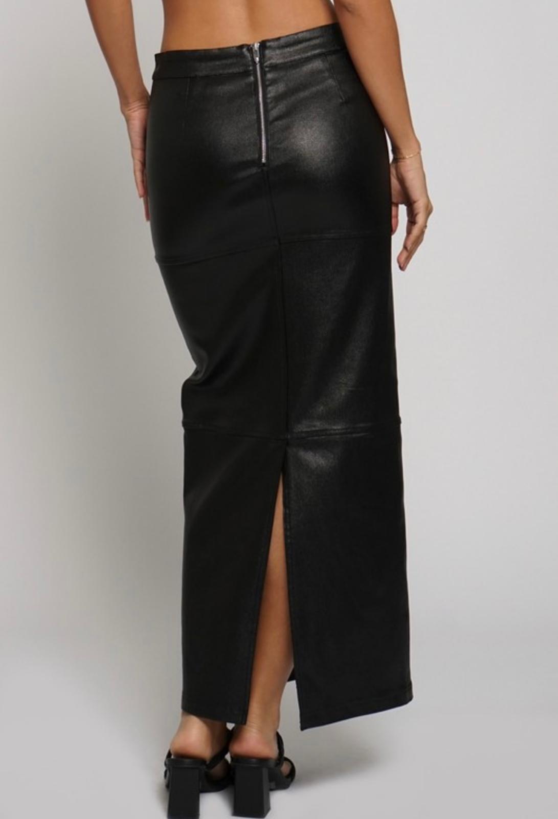 Black Faux Leather Maxi Skirt