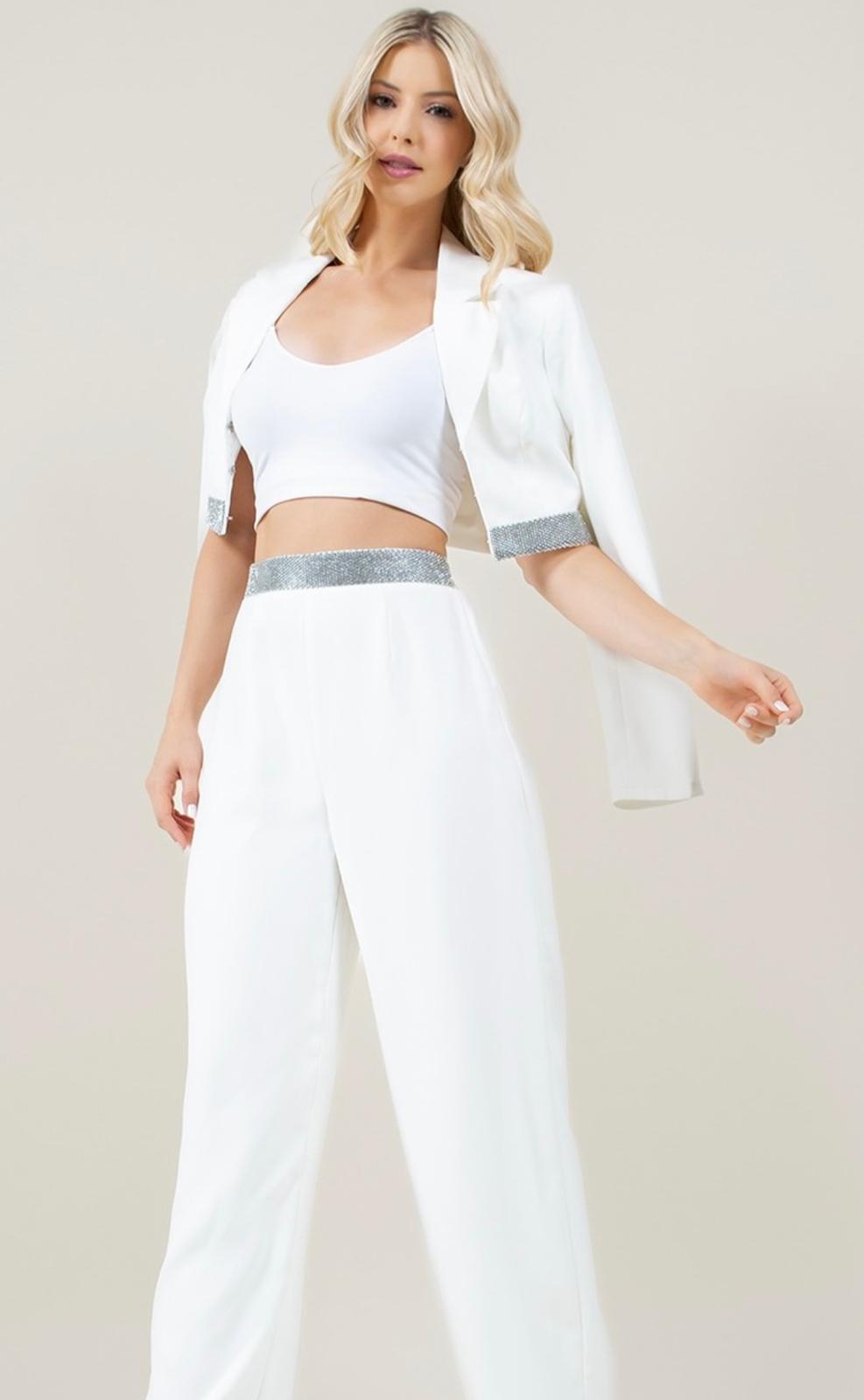 White Elegant Blazer & Pants Set