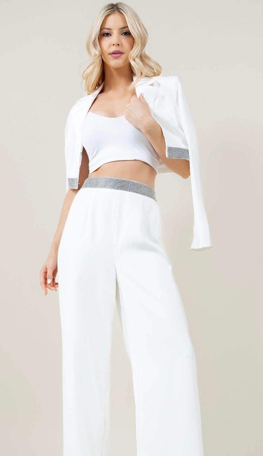 White Elegant Blazer & Pants Set