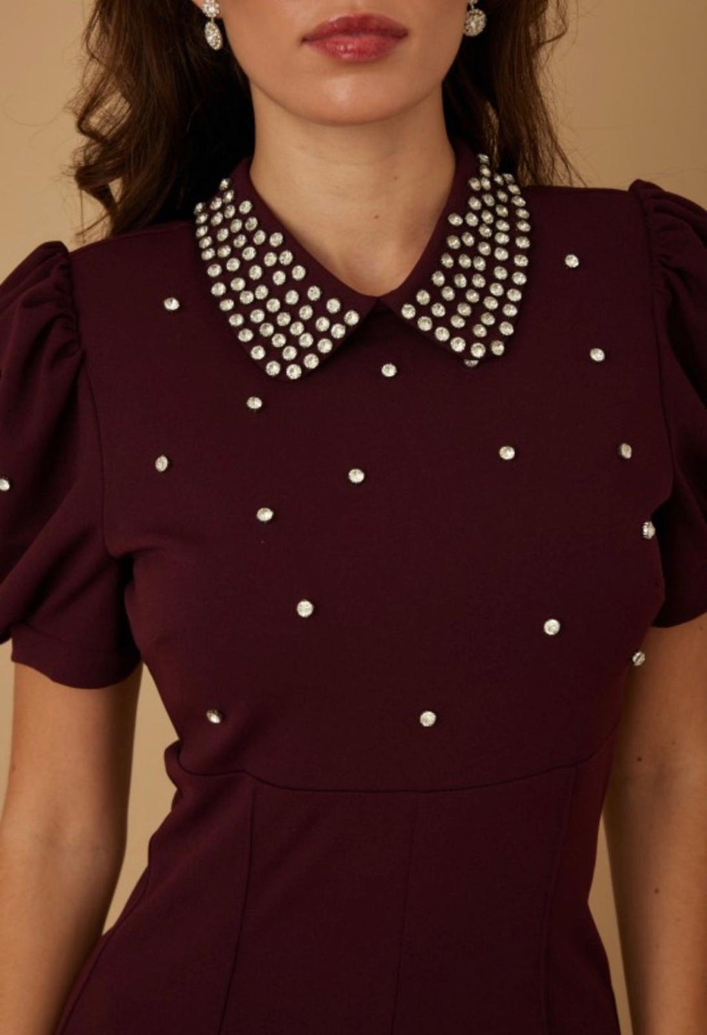 Elegant Pearl Collar Jumpsuit