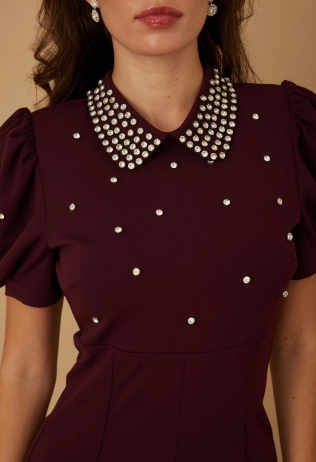 Elegant Pearl Collar Jumpsuit