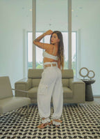 CHIC WHITE BELTED TWO-PIECE SET