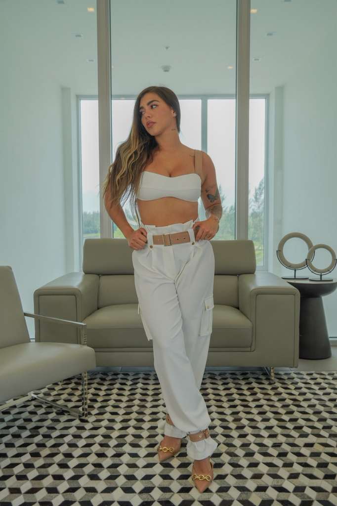 CHIC WHITE BELTED TWO-PIECE SET